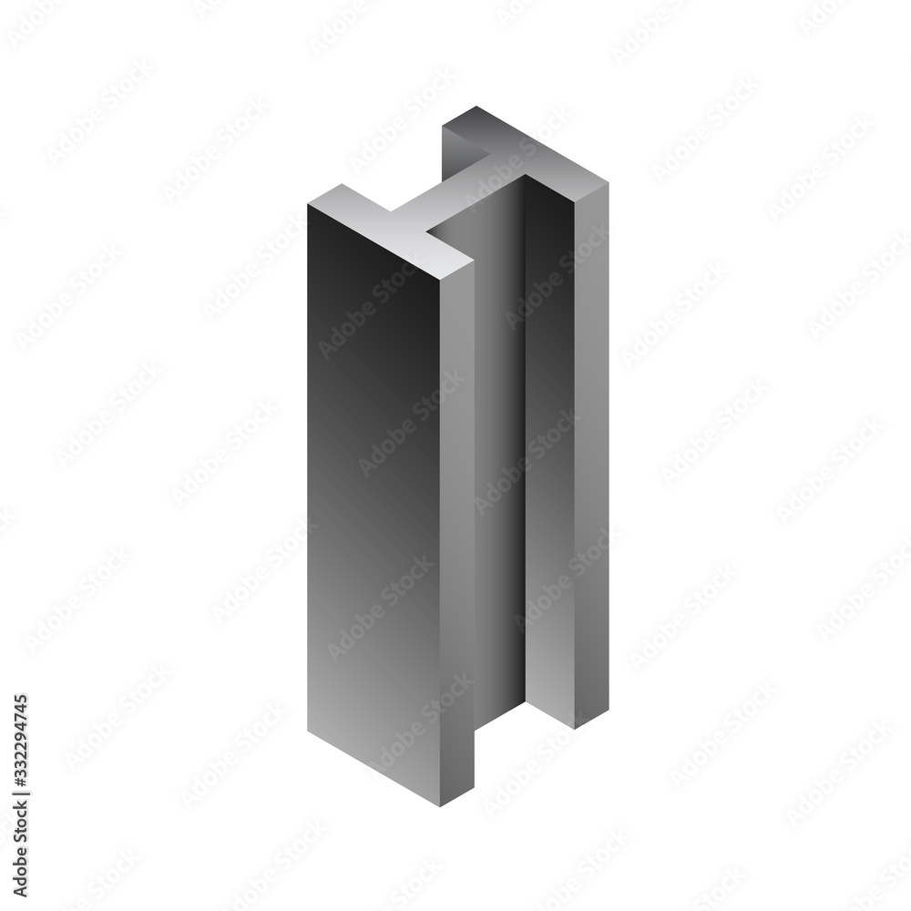 Steel product vector icon. H profile shape and long. That alloy of iron consist of carbon and high tensile strength. Use as beam, frame, girder or structure in engineering and construction industry. Steel product vector icon. H profile shape and long. That alloy of iron consist of carbon and high tensile strength. Use as beam, frame, girder or structure in engineering and construction industry.
