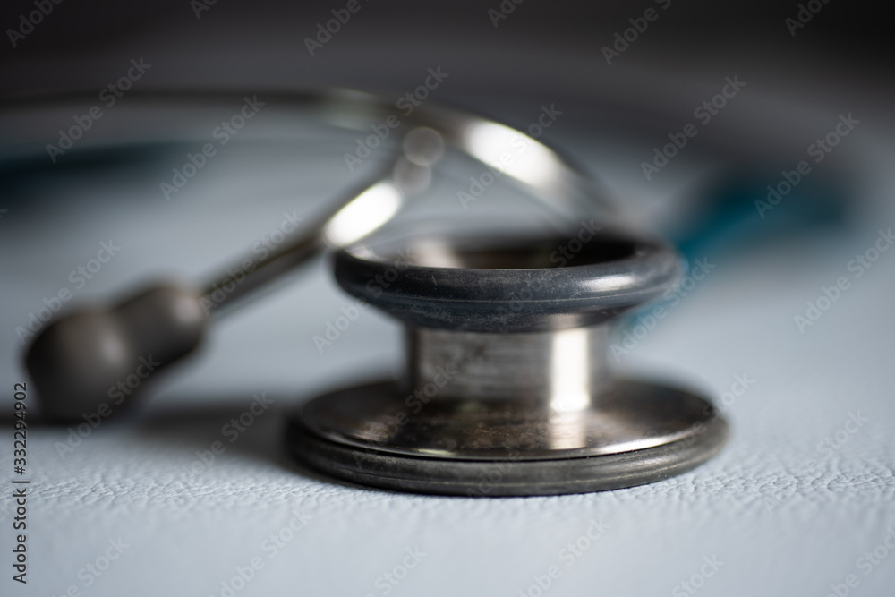 Close up stetthoscope on dark background. Close up stetthoscope on dark background.