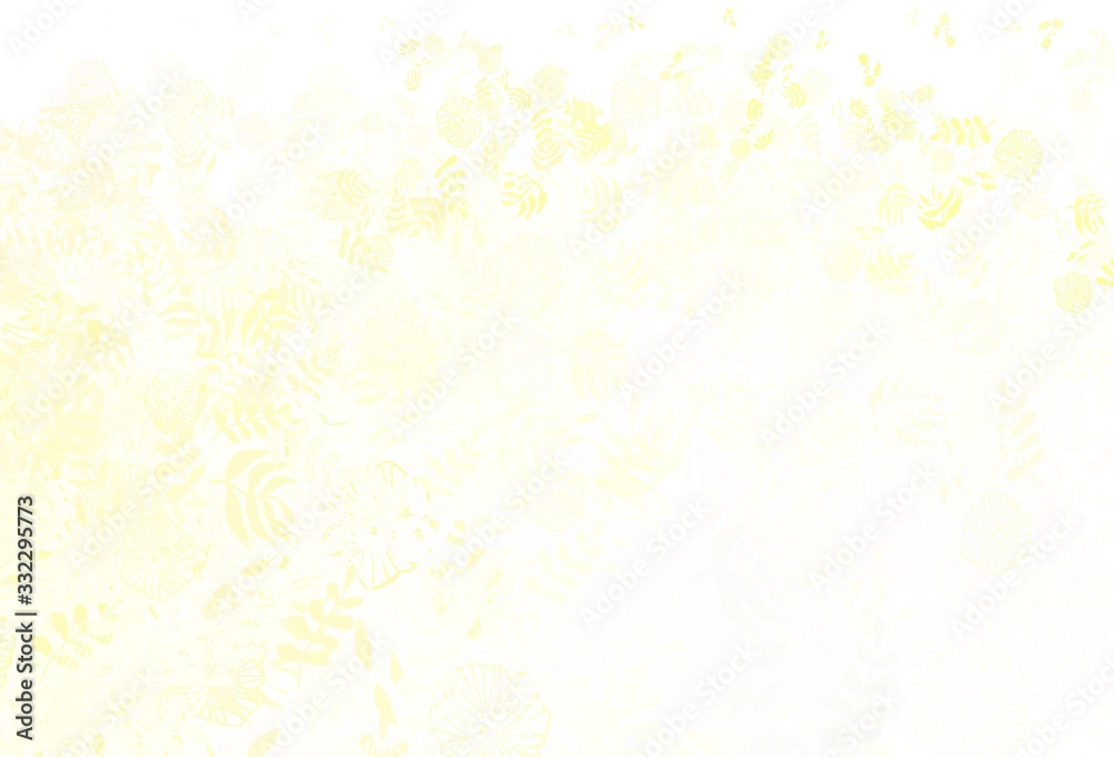 Light Orange vector doodle template with leaves, flowers. Light Orange vector doodle template with leaves, flowers.