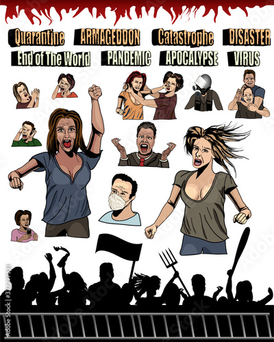 Apocalyptic Crowd - Handdrawn Ink Comic Book Style