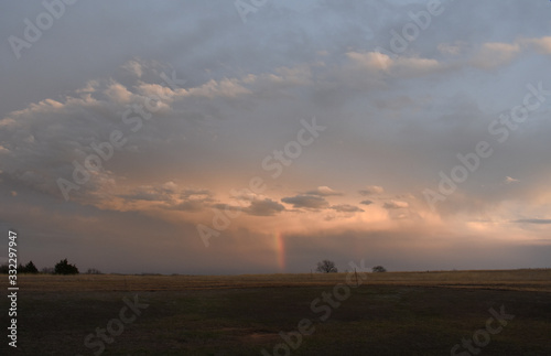 Stormy Oklahoma sky with beautiful rainbow
