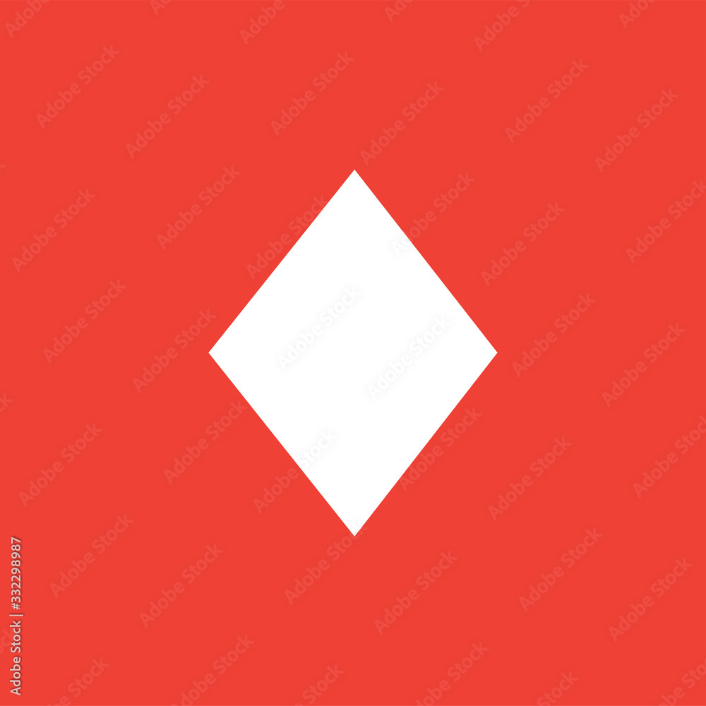 Playing Card Diamond Icon On Red Background. Red Flat Style Vector Illustration Playing Card Diamond Icon On Red Background. Red Flat Style Vector Illustration