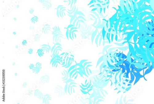 Fototapeta Naklejka Na Ścianę i Meble -  Light BLUE vector doodle background with leaves.