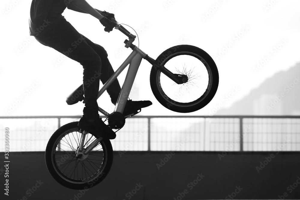 Obraz premium BMX cyclist jumping in a bowl