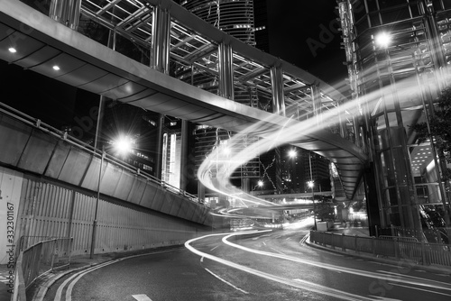 Canvas Print traffic in downtown district of Hong Kong city at night