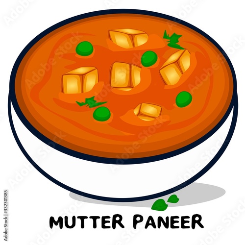 Mutter Paneer indian Punjabi food Vector