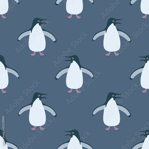 Adelie penguin seamless pattern.