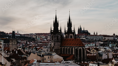 church of our lady before tyn from the powder tower in prague, czech republic 