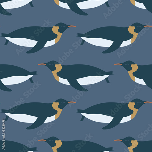 Cute Imperial penguin seamless pattern.