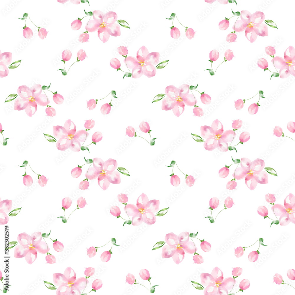 Apple tree in bloom 11. Seamless pattern. Watercolor flowers. Apple tree in bloom 11. Seamless pattern. Watercolor flowers.