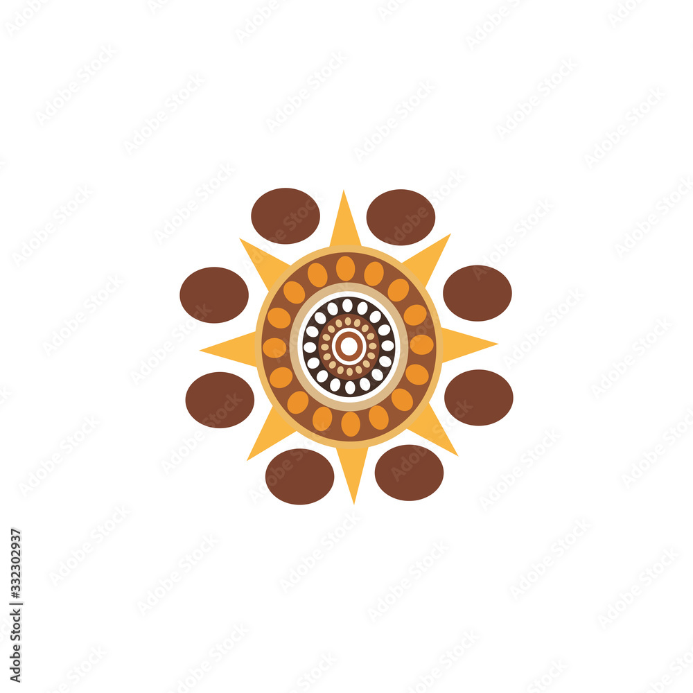 Aboriginal art dots painting icon logo design vector template Aboriginal art dots painting icon logo design vector template