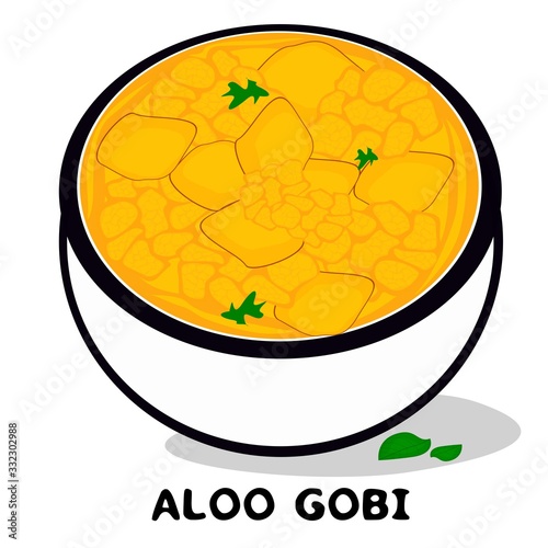 Aloo gobi indian Punjabi food Vector
