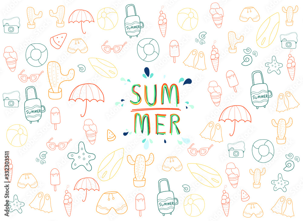 drawing summer icon, vector, illustrator