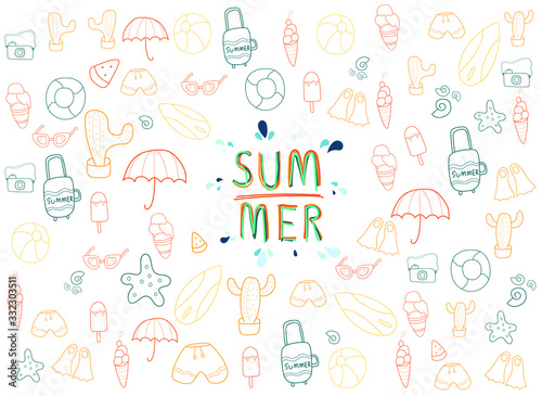 drawing summer icon, vector, illustrator