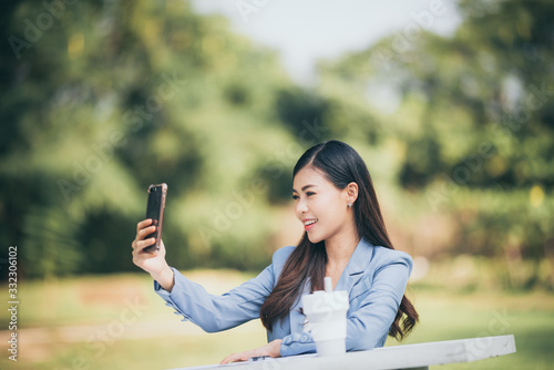 business women selfie with ...