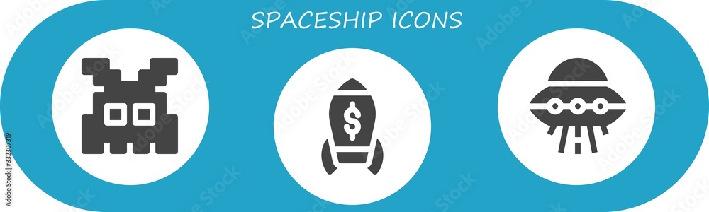 Modern Simple Set of spaceship Vector filled Icons Modern Simple Set of spaceship Vector filled Icons
