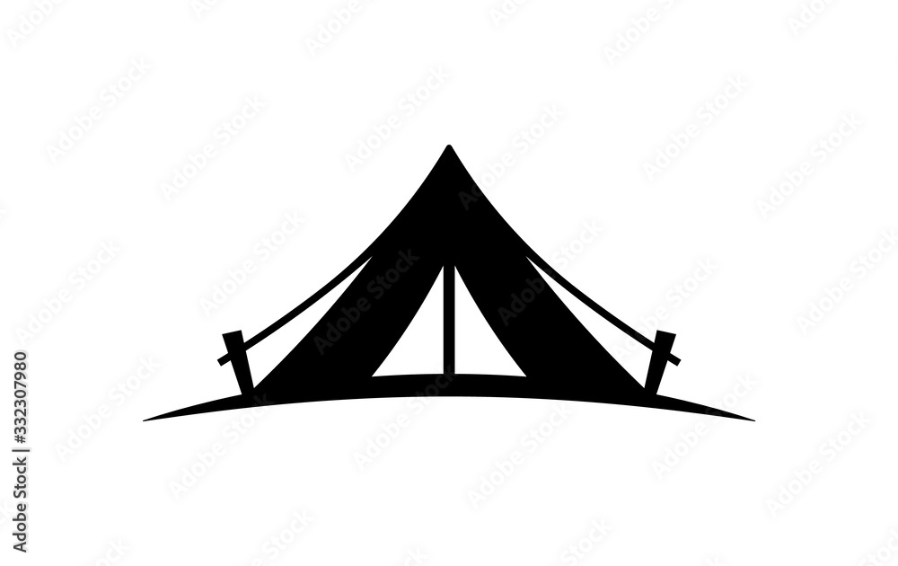 Camping tent vector icon on a white background. - obrazy, fototapety, plakaty 