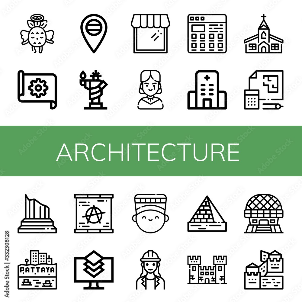 architecture simple icons set