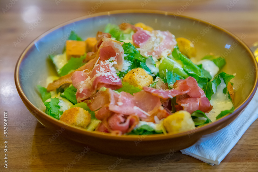 Bacon and ham salad for health Bacon and ham salad for health