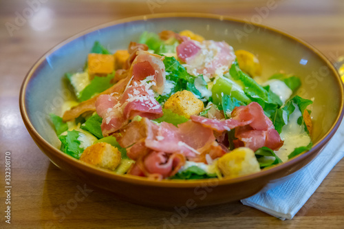 Bacon and ham salad for health