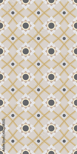 line Thai flowers pattern seamless background 