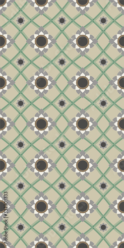line Thai flowers pattern seamless background 