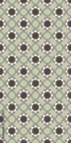 line Thai flowers pattern seamless background 