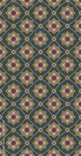 line Thai flowers pattern seamless background 
