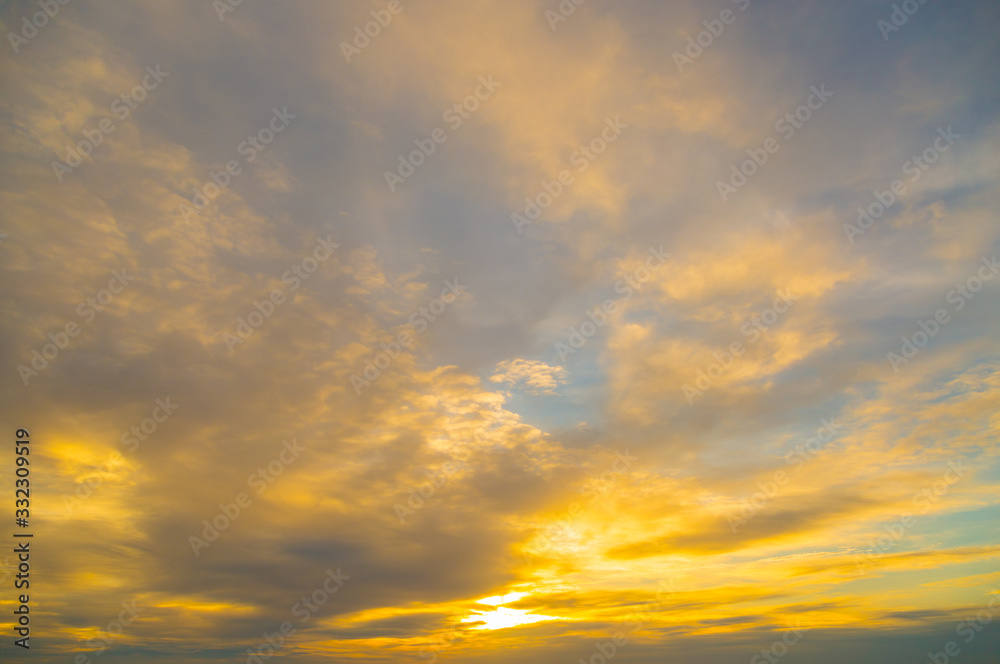 Sky and clouds in golden moment nature