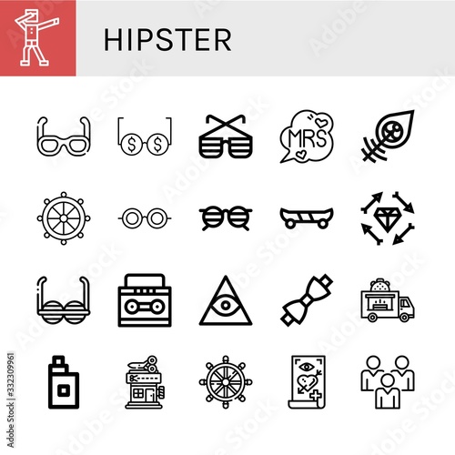 Set of hipster icons