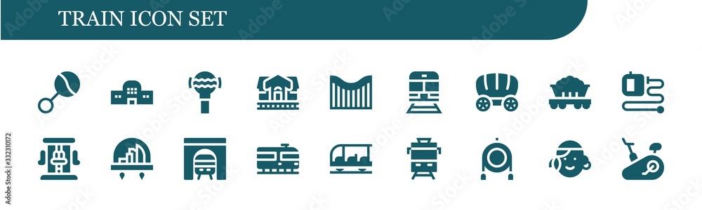Fototapeta premium Modern Simple Set of train Vector filled Icons