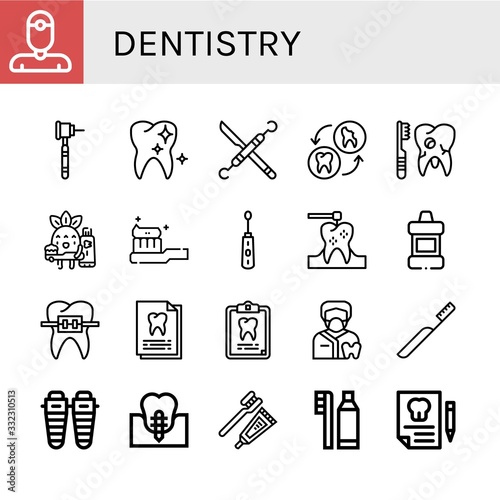 dentistry simple icons set