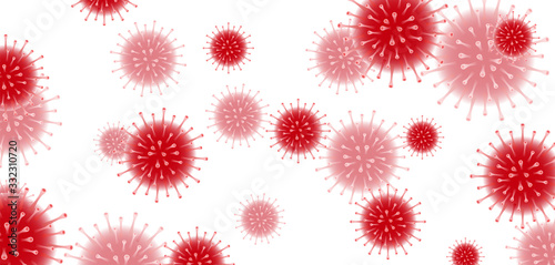 Coronavirus. Virus. COVID-2019. Outbreak coronavirus. Pandemic, medical, healthcare, infectious, virology, epidemiology concept. Corona virus 2019-nCoV. 3D background. Vector illustration.