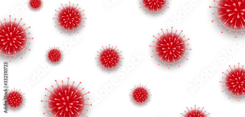 Coronavirus. Virus. COVID-2019. Outbreak coronavirus. Pandemic, medical, healthcare, infectious, virology, epidemiology concept. Corona virus 2019-nCoV. 3D background. Vector illustration.