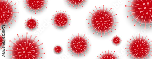 Coronavirus. Virus. COVID-2019. Outbreak coronavirus. Pandemic, medical, healthcare, infectious, virology, epidemiology concept. Corona virus 2019-nCoV. 3D background. Vector illustration.