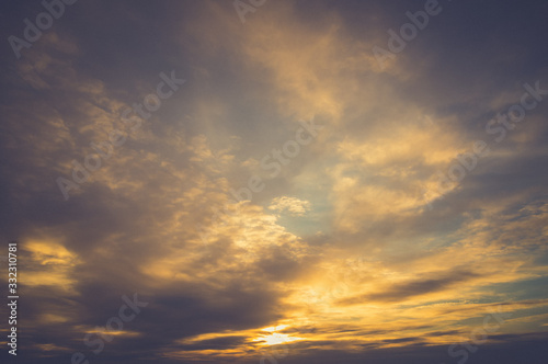 Fototapeta Naklejka Na Ścianę i Meble -  Sky and clouds in golden moment nature