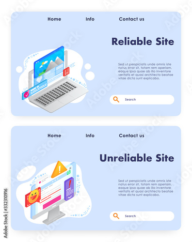 Reliable site vector website landing page template set