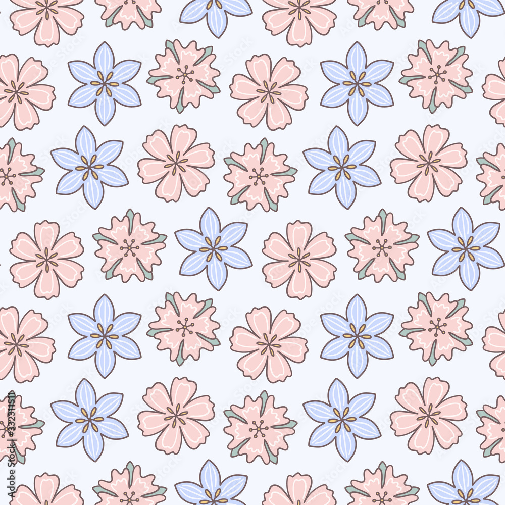 Seamless hand-drawn flower pattern Seamless hand-drawn flower pattern