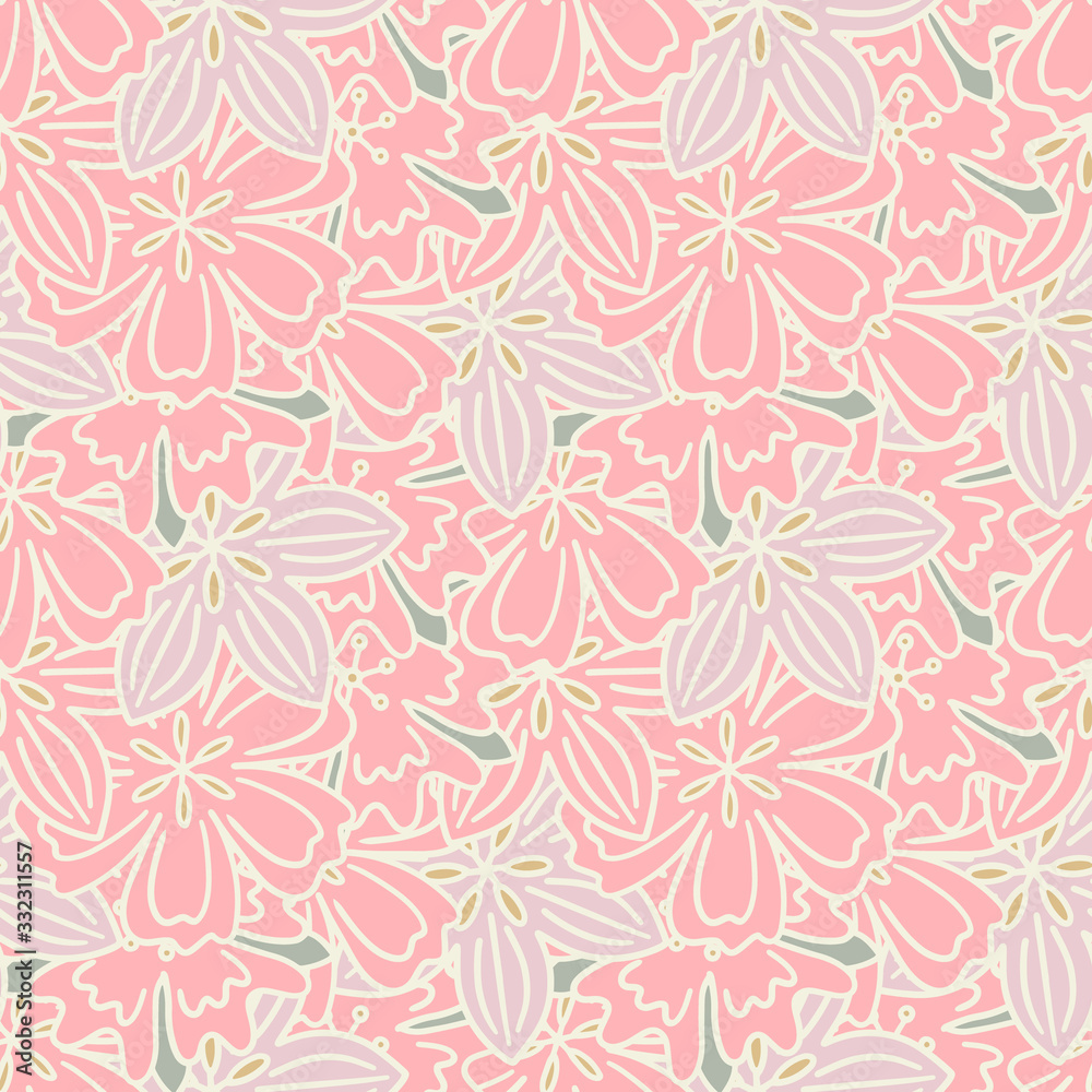 Seamless hand-drawn flower pattern Seamless hand-drawn flower pattern