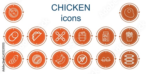 Editable 14 chicken icons for web and mobile