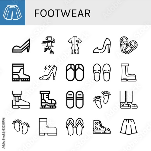 footwear simple icons set