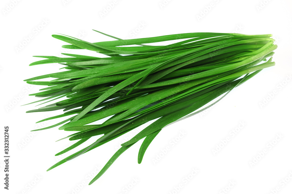 close up fresh chives isolated on white background close up fresh chives isolated on white background
