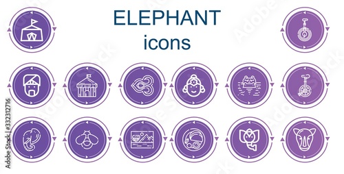 Editable 14 elephant icons for web and mobile