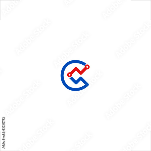  initial C letter logo chart up design