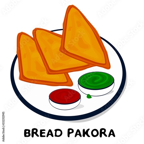 Bread pakora indian Punjabi food Vector