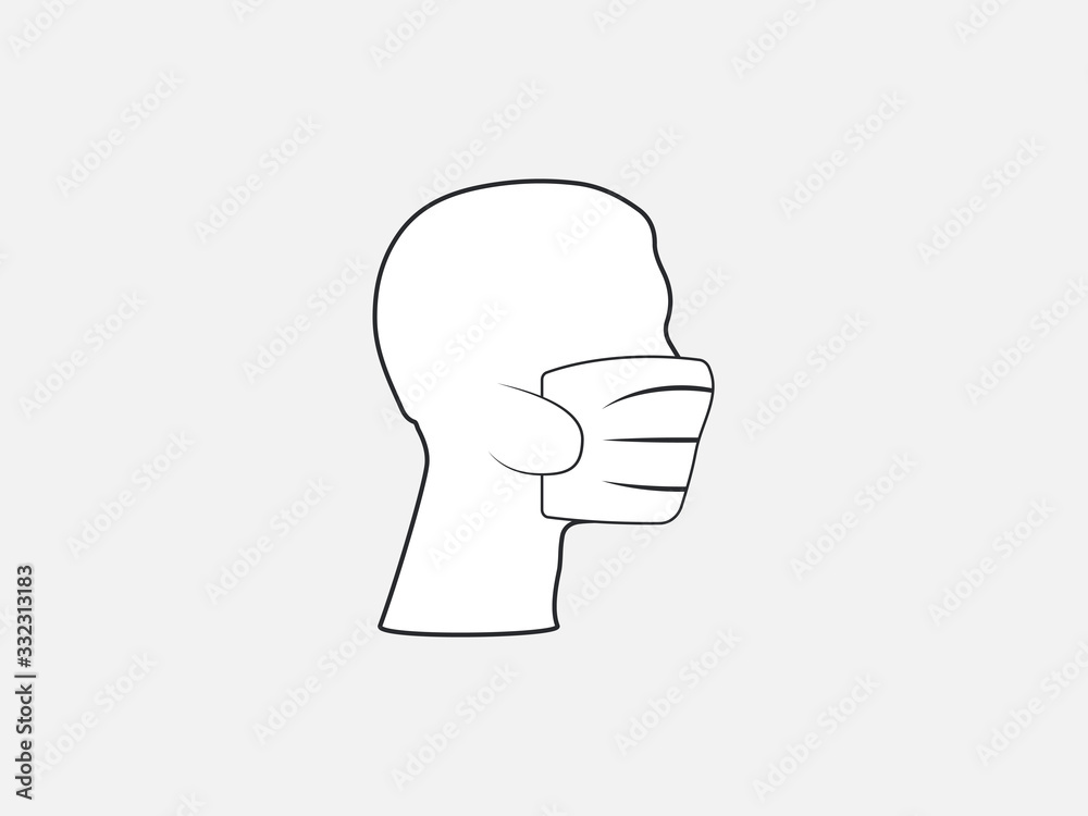Man, medical mask icon. Vector illustration, flat design. Man, medical mask icon. Vector illustration, flat design.