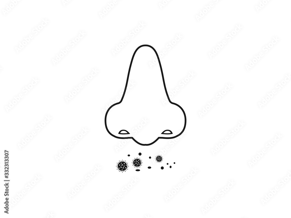 Nose, flu sickness icon, coronavirus. Vector illustration. Nose, flu sickness icon, coronavirus. Vector illustration.