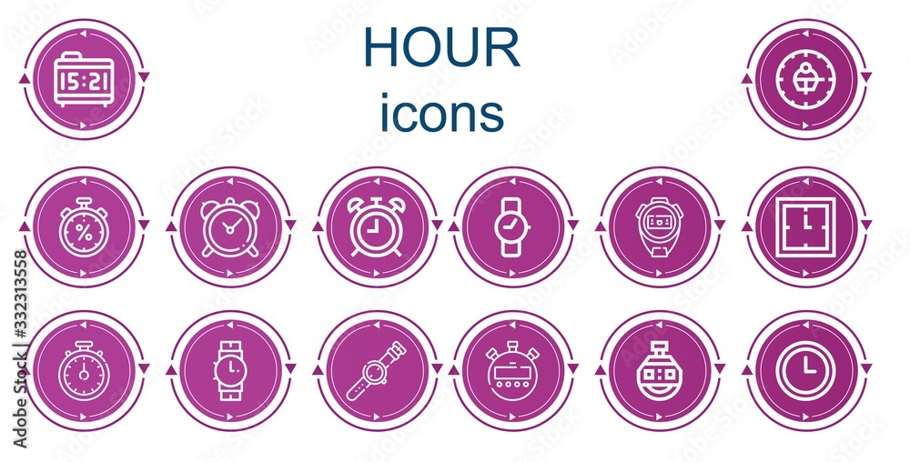 Editable 14 hour icons for web and mobile Editable 14 hour icons for web and mobile