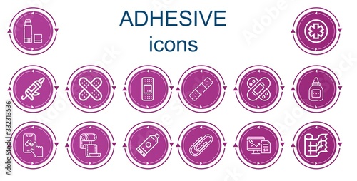Editable 14 adhesive icons for web and mobile