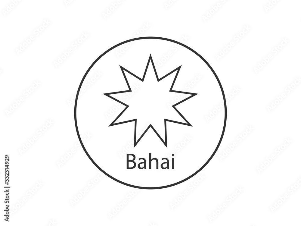 Bahai, religious icon. Vector illustration, flat design. Bahai, religious icon. Vector illustration, flat design.